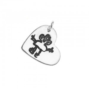 Childrens Art in Silver on Heart