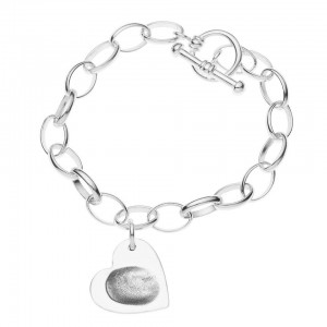 Fingerprint Jewellery Heart Pendant on Bracelet