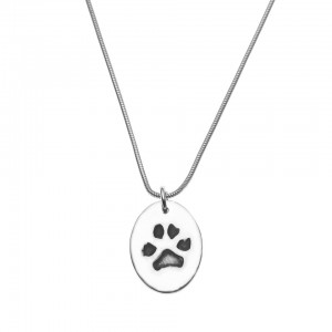 PAW PRINT Oval on Silver Necklace